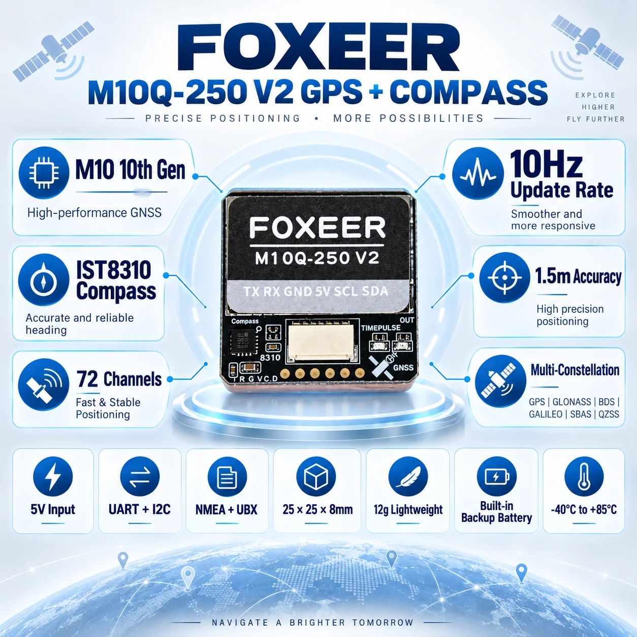 Module GPS FOXEER M10Q-250 V2  - Drone Compass avis et prix
